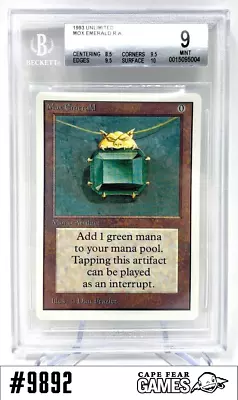 MTG Mox Emerald - Unlimited - BGS 9 - #9892 NM-Mint English Unlimited • $10000.74