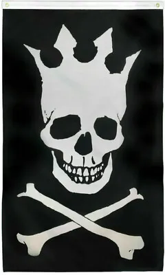 Crown Skull Crossbones Pirate Flag 3x5 Jolly Roger Pirate Flag Vertical Pirate • $9.88