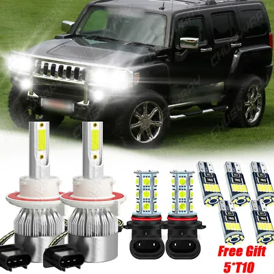 For Hummer H3 2006-2007 2008-2010 LED Headlight Hi/Lo+Fog Light Bulbs Combo Kit • $29.06