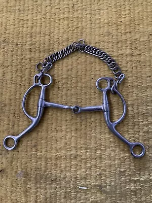 Marked 5” Mouth Shank Snaffle With Curb Chain Horse Bit Used Horse Tack • $12.50