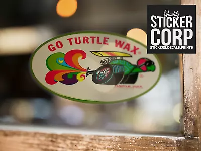 Turtle Racing Car Wax Polish Vintage Style Decal Vinyl Sticker Rat Rod Racing • $3.56