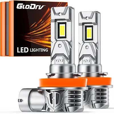 GloDrv H11 LED Headlight Bulb Low Beam Fanless 6000K Pure White Plug Play 2pcs • $27.96