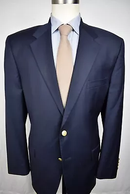 Lauren Ralph Lauren Solid Navy Blue 100% Wool Two Button Blazer Size: 44L • $89