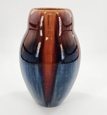 MA&S Michael Andersen & Sons Flambe Glaze Bulbous Vase Brown Denmark 10.25  MCM • $59.99