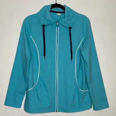 Made For Life Activewear Turquoise Full Zip Jacket W Drawstring Pockets Medium • $9.99