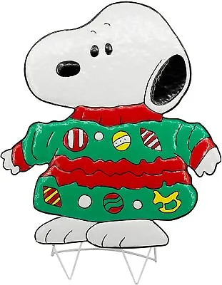 24  Peanuts Gang Snoopy Ugly Sweater Hammered Metal Holiday Display • $29.99