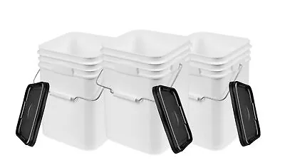 4 Gallon White Square Food Grade Bucket Pail With Gasket Lid( Pack Of 3) • $63.55