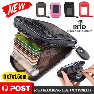 $9.95 • Buy Men Women Coin Purse RFID Blocking Leather Wallet Anti-theft Credit Card Holder