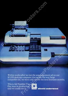 1960s Olivetti Programma 101 Computer Photo Vintage Ad NEW POSTER 18 X 24 • $21.25