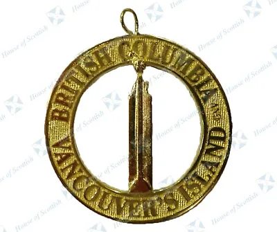 Collar Jewel Pendant Masonic Vancouver's Island British Columbia Gold Finish • £6.49