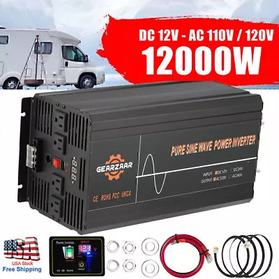 12000W Car Power Inverter DC 12V To AC 110V Modified Sine Wave Solar Converter A • $51.89