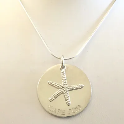 Starfish On Cape Cod Sterling Silver Disk.  PENDANT ONLY NO NECKLACE • $17