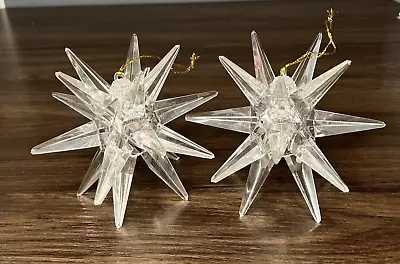 2 Vtg Star Sphere Christmas Ornaments Clear Plastic Large Prisms 4 X4  Sparkly • $22.88