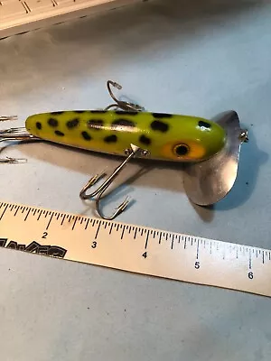 Vintage Early WOOD Arbogast Musky Jitterbug Tuff Frog Spot Pattern Rare Wood • $29.99