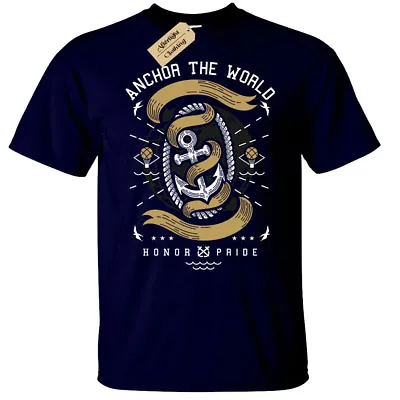 £11.95 • Buy Anchor The World T-Shirt Mens Nautical Gift