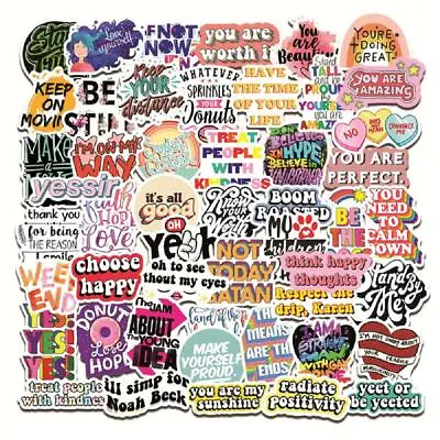 Stickers Motivational Quote Skateboard Vinyl Laptop Luggage Decal Flask Fun 50pc • $9.98