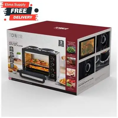 Tower 32L Mini Table Top Electric Compact Oven 1500W Cooker Dual Hob Hot Plates • £144.89