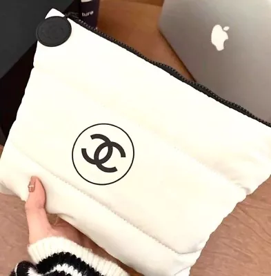 New Chanel Beauty Gift White Puffy Makeup Bag Pouch Clutch Cosmetic Case VIP • $46