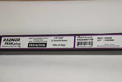 Radnor Tig Rod ER316/316L Stainless Steel 10 Lb Tube 1/8  X 36  RAD64007758 • $30.97