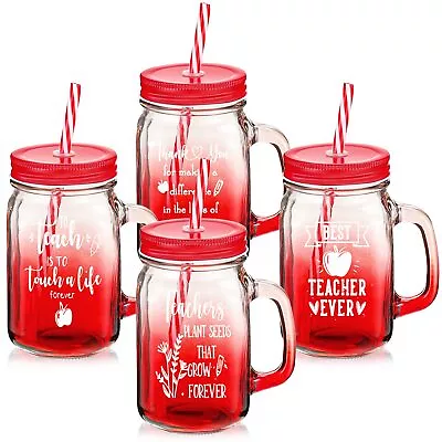 Teacher Gifts Teacher Glass Cups 16 Oz Teacher Appreciation Mason Jar Mugs Wi... • $30.05