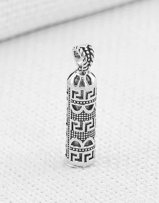 £19.77 • Buy 925K Silver Cylinder Taweez Talisman Stash Vial Prayer Box Tube Pendant #01