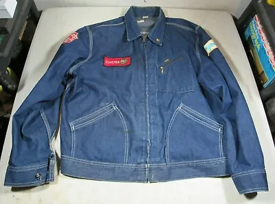 Vintage 1950's/60's Lee Sanforized Denim Jean Jacket W/Plymouth Mopar Patches  • $425