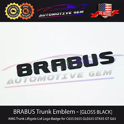 OEM BRABUS Emblem GLOSS BLACK Rear Trunk Luggage Lid Logo Badge AMG C63 G63 E63S • $44.99