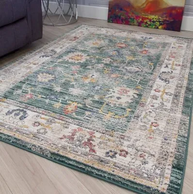 £39.99 • Buy Vintage Rugs Distressed High End Modern Rug Faded Multi Coloured Medallion Mat