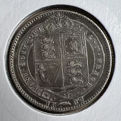 1887 Queen Victoria Jubilee Head Silver Shilling VF • £0.99
