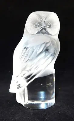 Lalique Frosted Crystal OWL Hibou Chouette Paperweight Or Figurine 3 1/2  Tall • £78.09