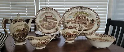 JOHNSON BROTHERS HERITAGE HALL Teapot Coffee Pot Plates Serving Bowls Platter ++ • $259.99