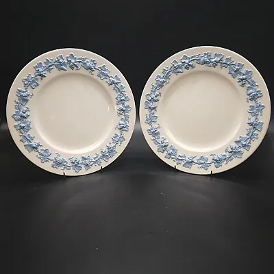 Wedgwood Queens Ware Dinner Plate/Charger PAIR Cream+Blue 10.75  Pattern #2768 • £25