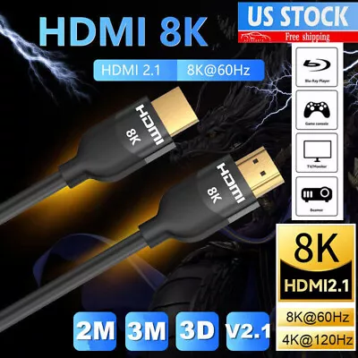 HDMI 2.1 Cable Ultra High Speed 48Gbps 8K@60Hz 4K@120Hz Ultra HD HDR HDMI Cord • $8.54