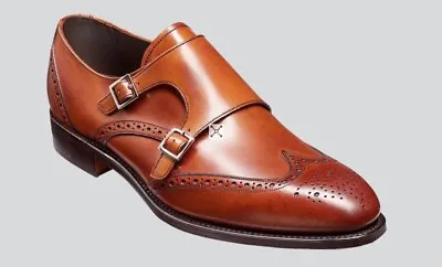 Fleet Antique Rosewood Calf Double Monk Strap Brogue(F Fit) By Barker Size 6-12 • $496.58