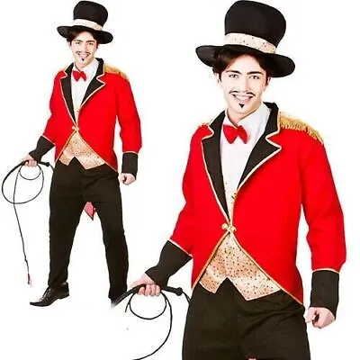 Circus Ringmaster Mens Fancy Dress Costume~Big Top Carnival Showman Outfit+Hat • £19.99