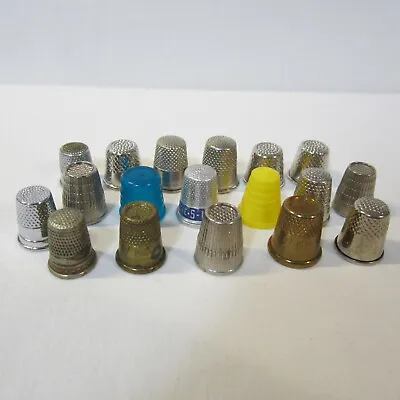 Sewing Thimbles Lot Of 18 Metal Brass And Plastic Vintage And New Various Sizes • $20