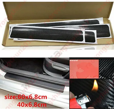 4X Accessories Carbon Fiber Car Door Plate Sill Scuff Cover Anti Scratch Sticker • £4.55