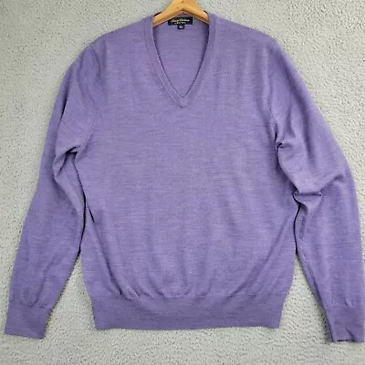 Brooks Brothers Sweater Mens Large Lavender Heather  100% Wool V-neck Pullover • $35.99