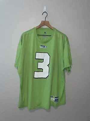 Retro NFL Russell Wilson Seattle Seahawks Green Shirt Tee 2XL XXL • $10