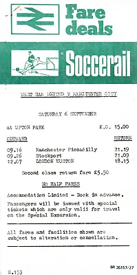 Soccerail Handbill Flyer - West Ham United V Manchester City 6/9/1975 • £3.99