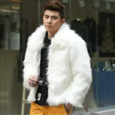 Men's Fashion Winter Soft Faux Fur Parka Outwear Overcoat Warm Jacket Short Coat • $63.15