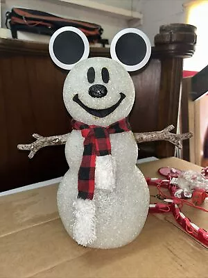 Mickey Mouse Snowman White Softer Plastic Red Light Up EUC Battery Christmas • $19.99