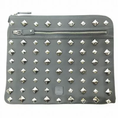 Mcm Clutch Bag Visetos Pattern Studs Logogram Black 0826 Men'S Women'S • $301.98