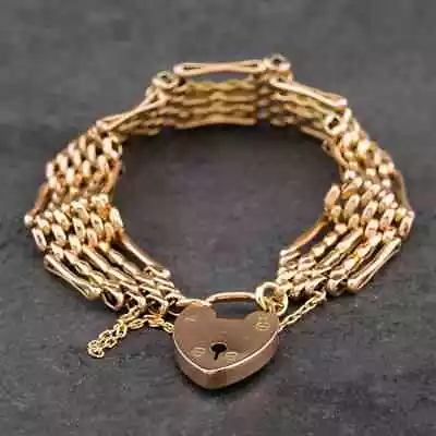Second Hand Vintage Rose Gold Five Bar Gate Bracelet 4153073 • £950