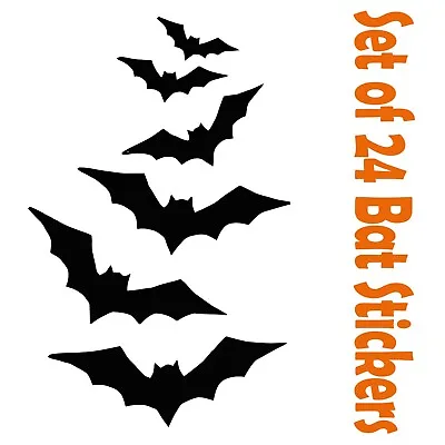 24 Halloween Bat Vinyl Stickers Window Decorations Spooky Party Kids Decals • £2.99
