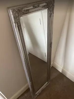 French Wall Mirror Tall Silver Dressing Shabby Chic Full Length Antique Ornate • £79.79