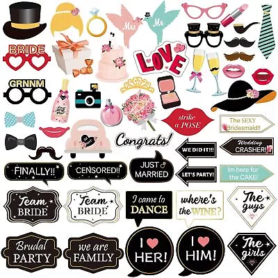 53 Pcs Wedding Photo Booth Propsbridal Shower Photo Props Engagement Party Decor • $14.46