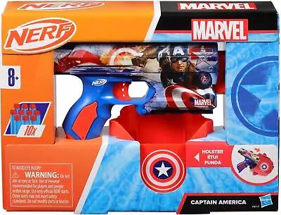 Nerf - Marvel Captain America Blaster 10 Nerf Elite Darts Holster Gifts For 8... • $23