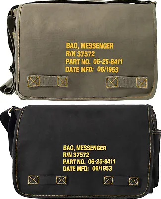 $32.99 • Buy Classic Heavyweight Canvas Messenger Bag With Military Stamp Stencil Print