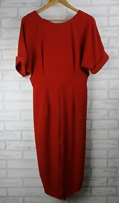 $32 • Buy Asos Womens Pencil Dress Red UK14 Short Sleeve